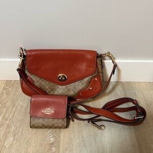Coach Millie Shoulder Bag Colorblock Signature Canvas with wallet